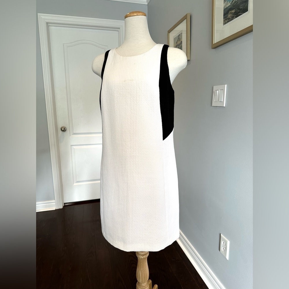 Club Monaco Textured Black & White Shift Dress in size 6